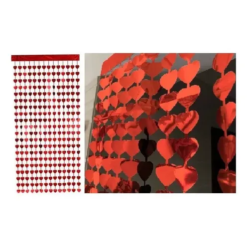 Cortina Deco. Corazon Rojo 100x200c