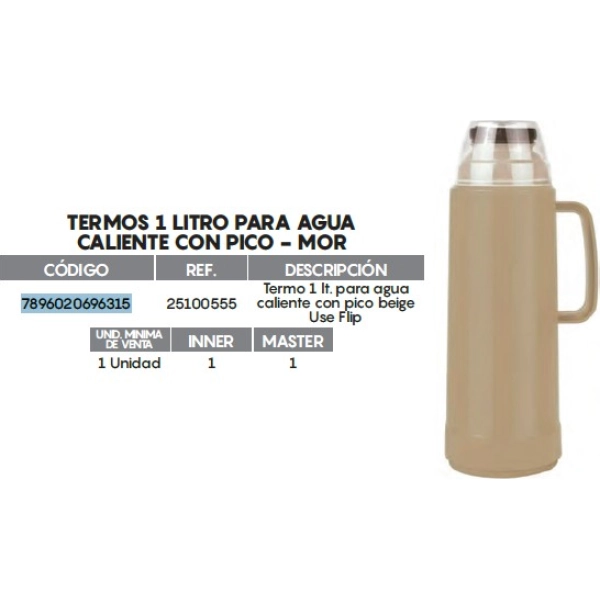 Termo para Agua Caliente con Pico Beige 1L