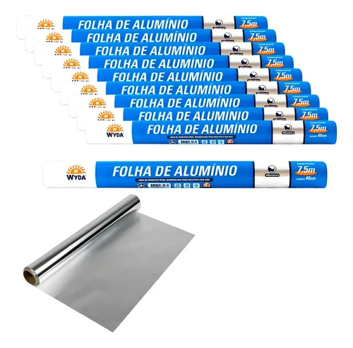 Papel Aluminio Wyda x 45cm 7,5m 10,5m