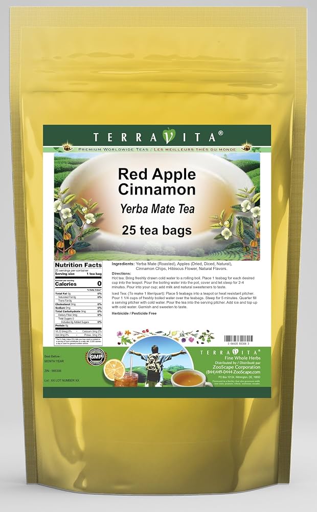 Yerba Mate Sabor Manzana Canela Saquitos x20