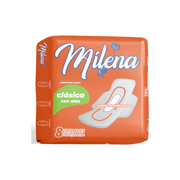 Absorbentes Milena Clásica con Alas 48x8