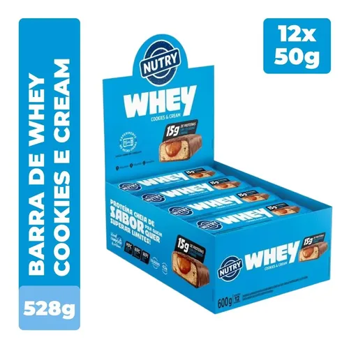 Nutry Barra Cereal Whey Cookies Cream 12x50g