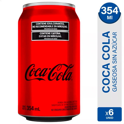 Coca Cola sin Azúcar Lata 354ml x6