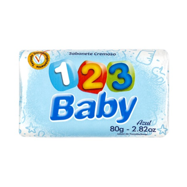 Jabón Infantil 123 Baby Cre Azul 80g
