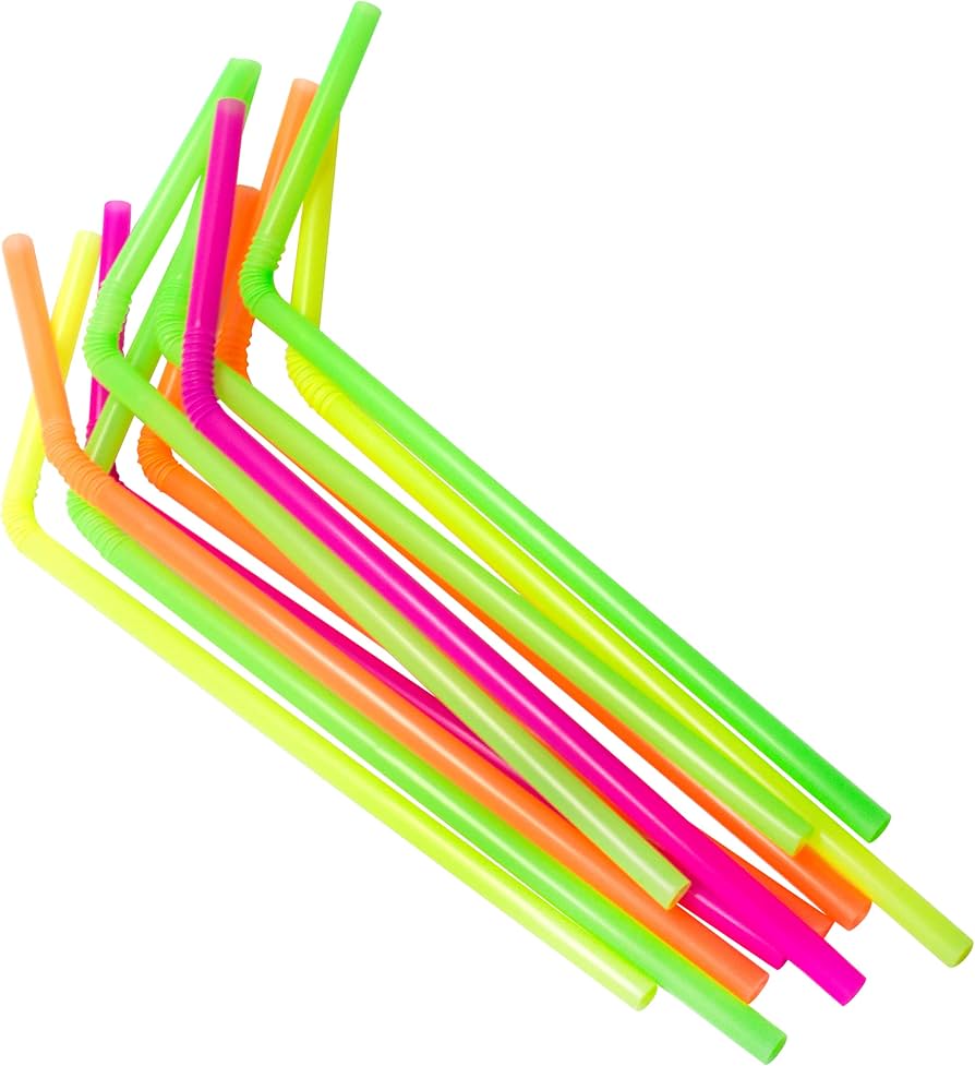 Pajita Flexible Verde Neon x100