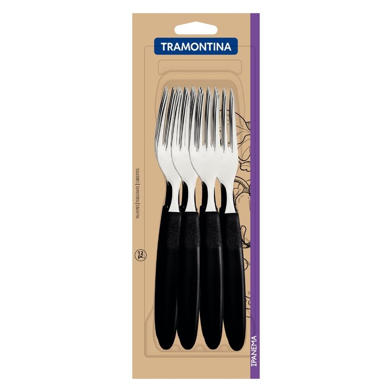 Tenedor Ipanema Negro Tramontina 12pz