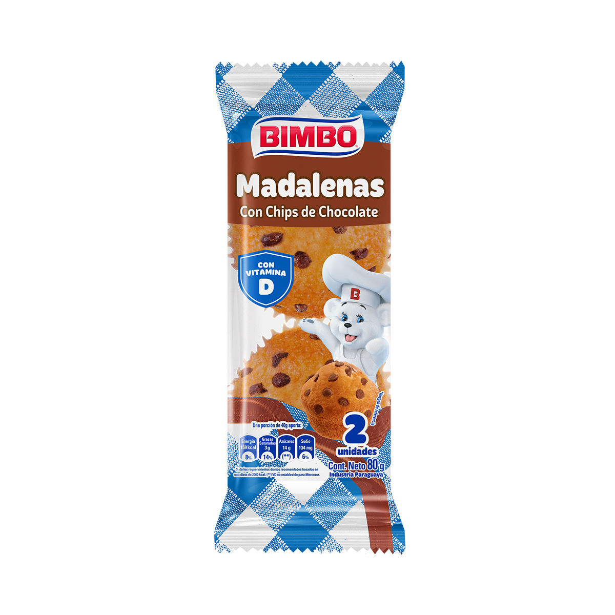 Madalenas Chips Choco Bimbo 80g