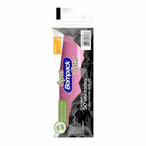 Vaso Bompack Plástico Rosa 200ml