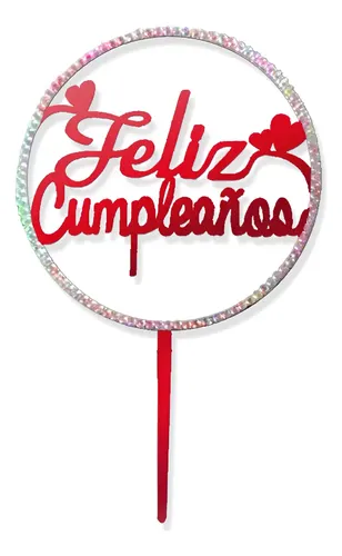 Topper Feliz Cumple Mujer Rojas