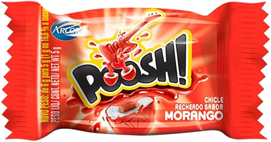 Chicle Poosh Morango 18x200g
