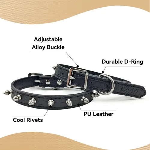 Collar de Cuero con Tachas para Perro