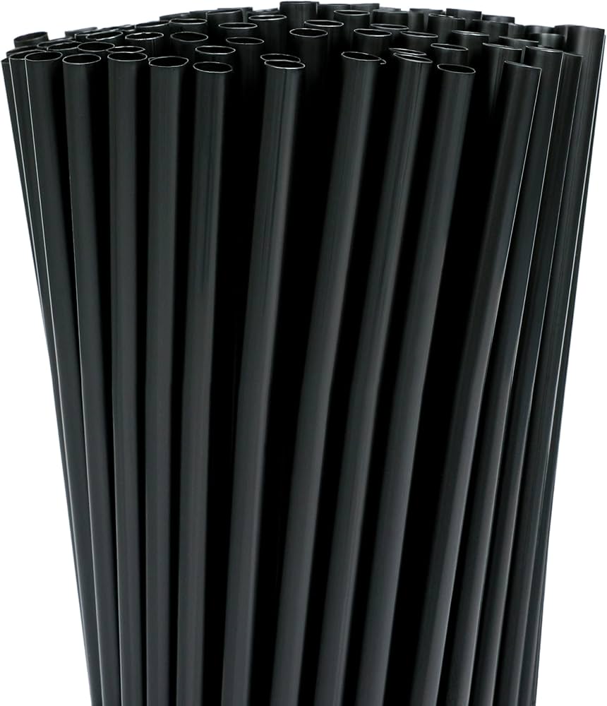 Pajita de Plástico Negro 200un 8mm