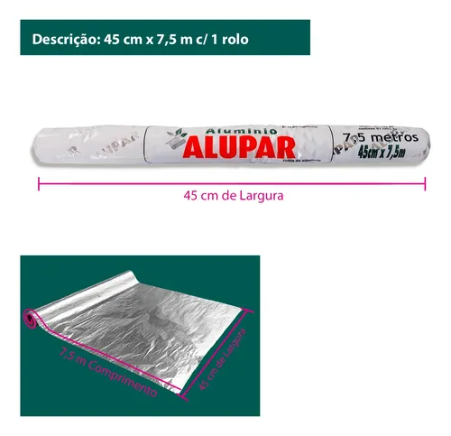 Papel de Aluminio Alupar x 45cm 7m