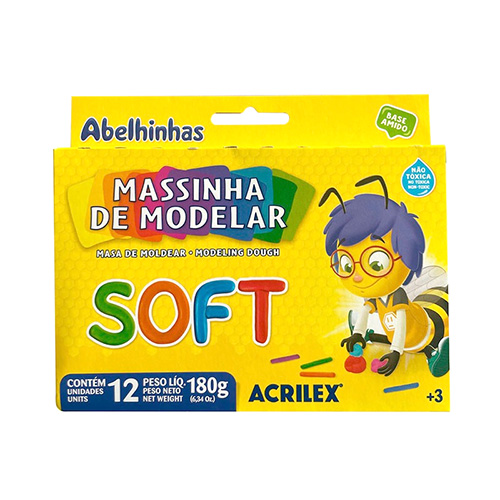 Plastilina Soft de 12 Colores Acr 180g