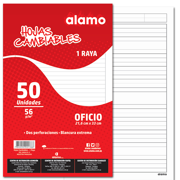 Blister Hojas Cambiables 2r Alamo x50
