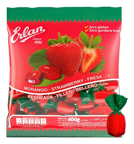 Caramelo Bala de Morango 400g