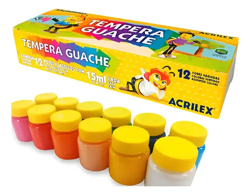 Tempera Guache de 12 Col Acrilex 15ml