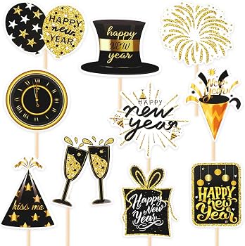 Topper Feliz Año Nuevo Negro/dorado