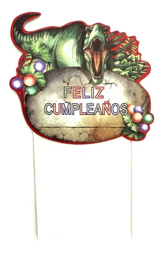 Topper Feliz Cumpleaños Dinosaurio Pq